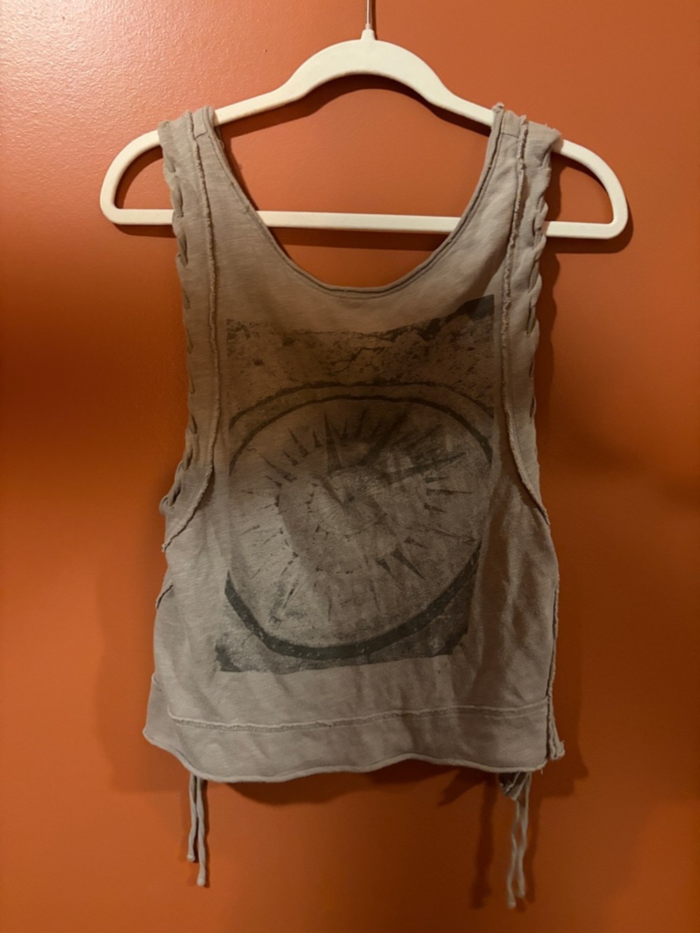 Free People Gray Graphic Sleeveless Tank